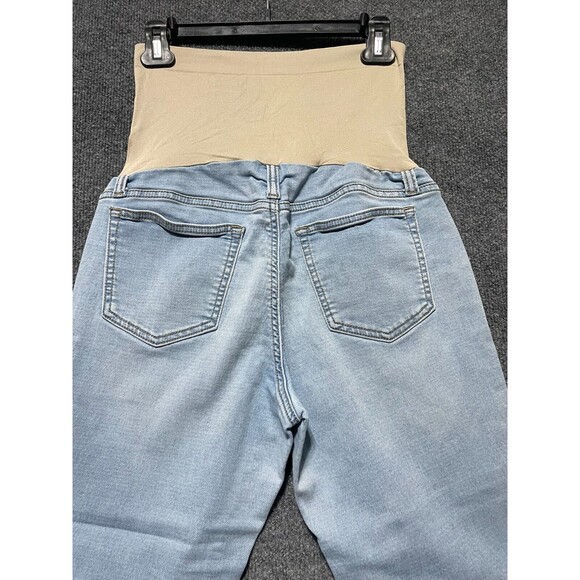 Indigo Blue Maternity Jeans Size Medium Straight Leg Distressed Light Blue - Picture 6 of 13